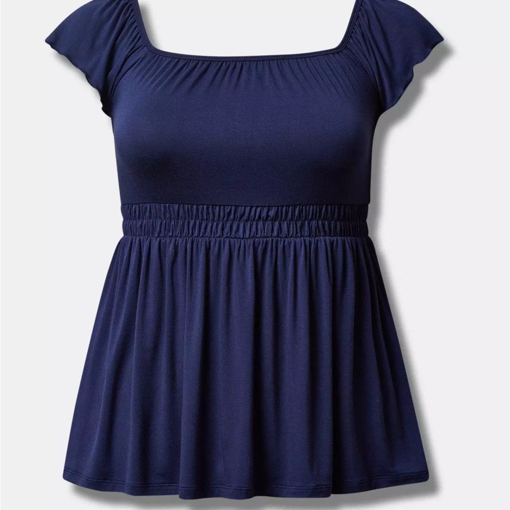 Torrid Super Soft navy top with cap sleeves